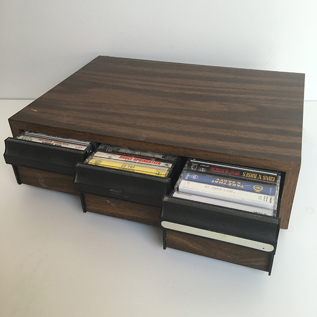 CASSETTE, HOLDER - 1970s Timber Veneer